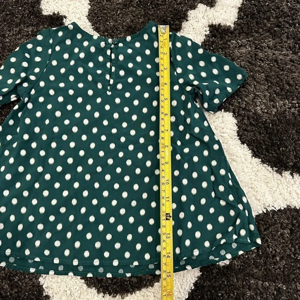Baby Girls Old Navy Green Polka‎ Dot Swing Dress Forest Sz 12-18 Months